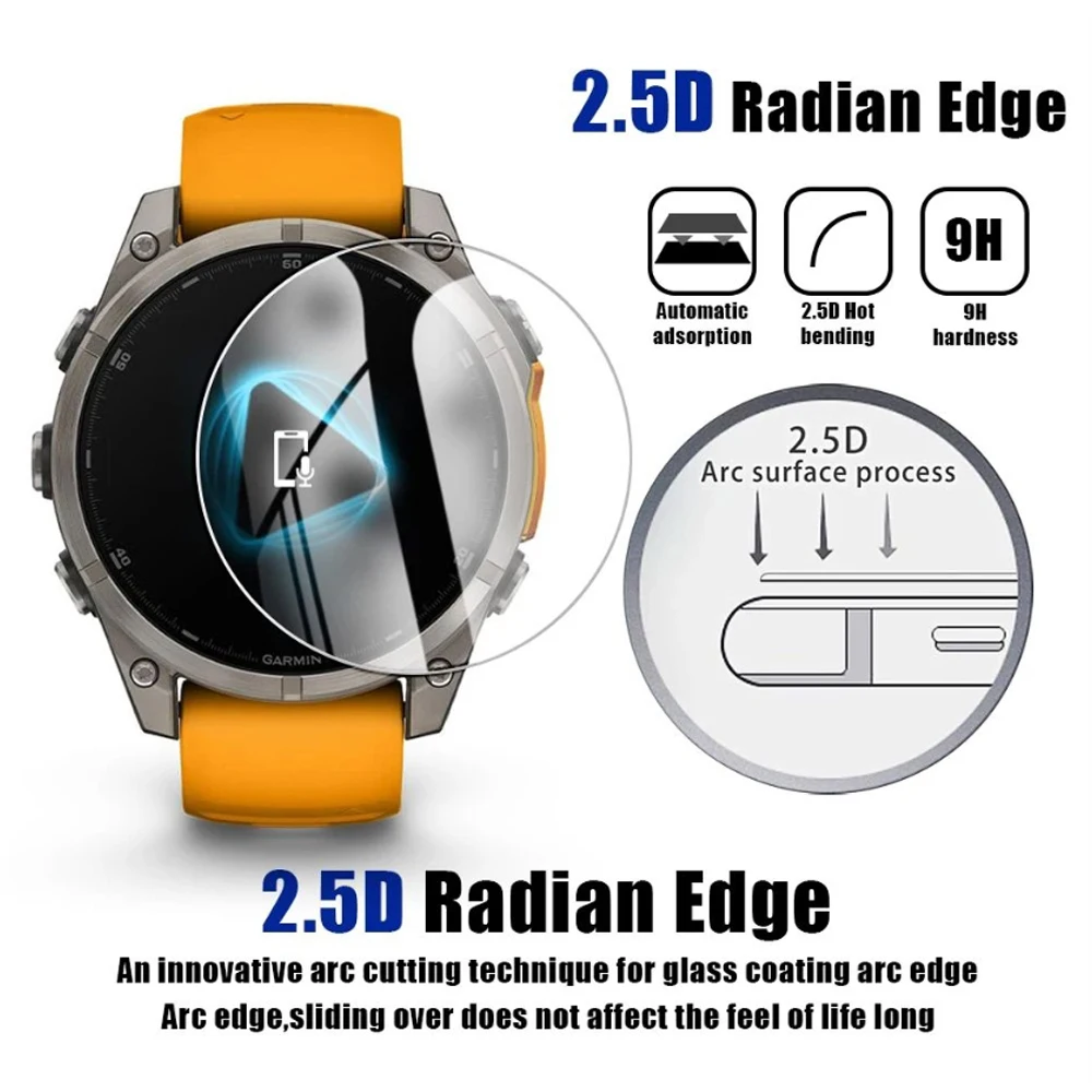 3Pcs Tempered Glass Protection for Garmin Fenix 8 43/47/51mm 7 7S 7X 5 5S Plus 6 6S 6X Pro Screen HD Clear Watch Protective Film