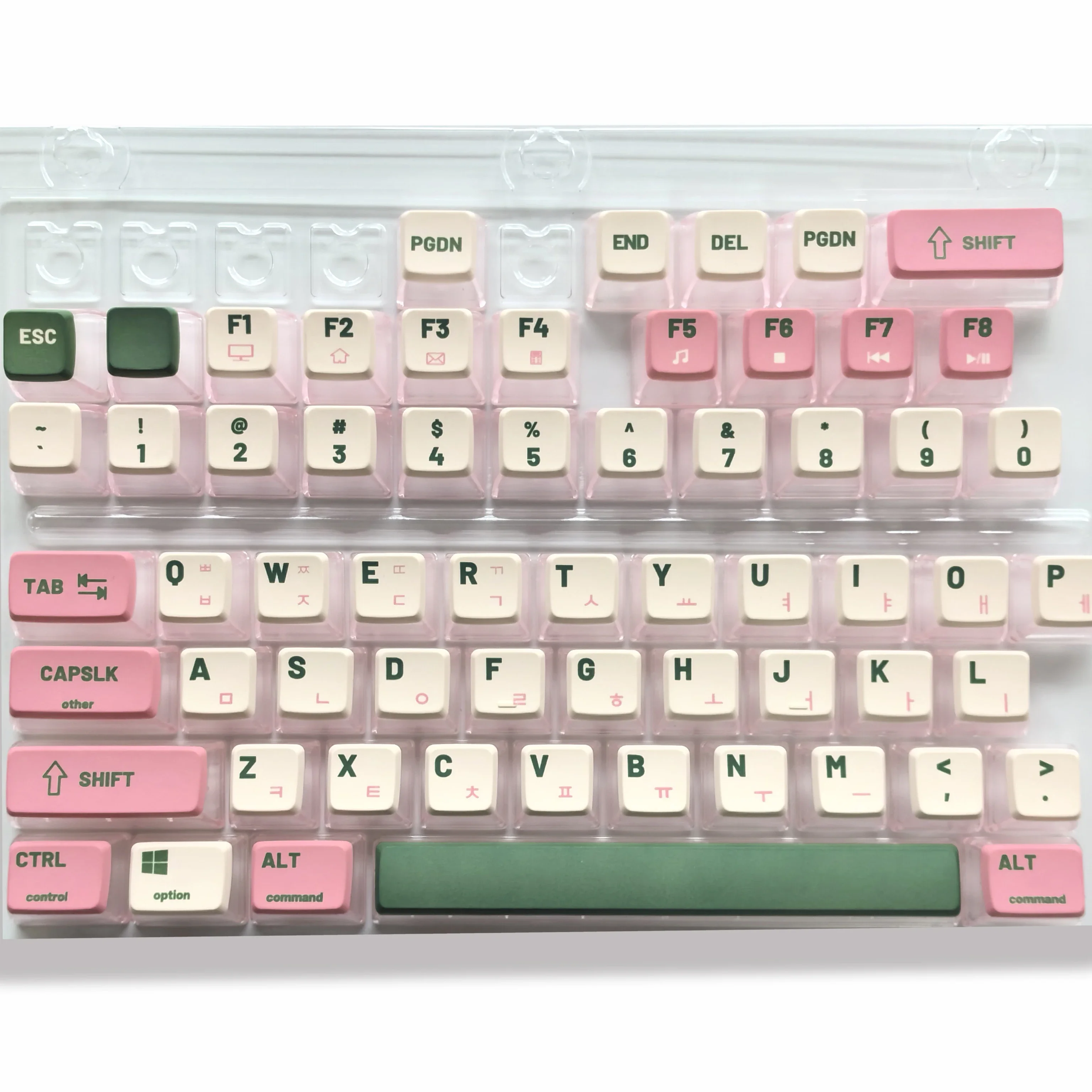 116 คีย์เกาหลี Keycap สีชมพูโปร่งแสงพุดดิ้ง Keycap ASA PBT PC ขนาดเล็กสีสดคีย์บอร์ดฤดูใบไม้ผลิ Hangul Keycaps