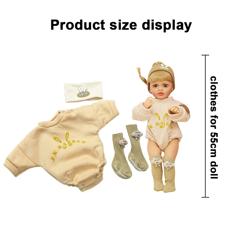 Doll Clothes Hoodie Sweater Jumpsuit For 55cm Baby Reborn Doll DIY Girl Clothing Toys for 21.65 Inch Dolls Clothes Accessories