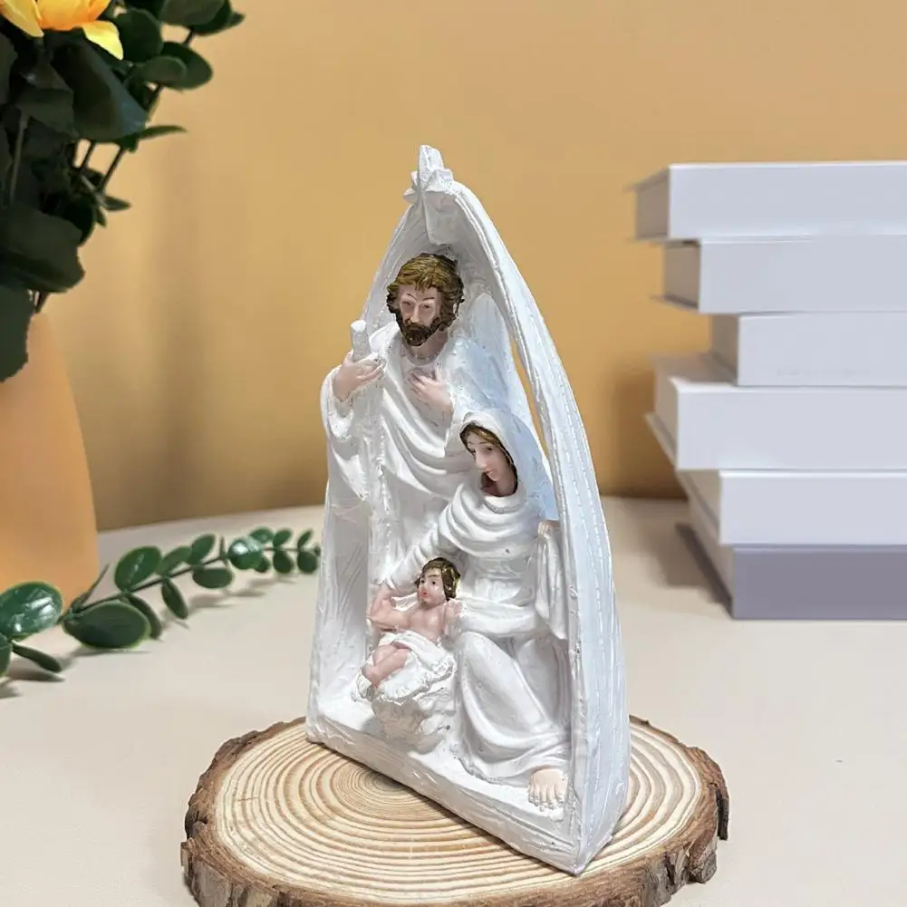 Holy Family Resin Figurine Nativity Advent Statue Joseph Virgin Mary Birth Of Jesus Sculpture Desktop Decoration