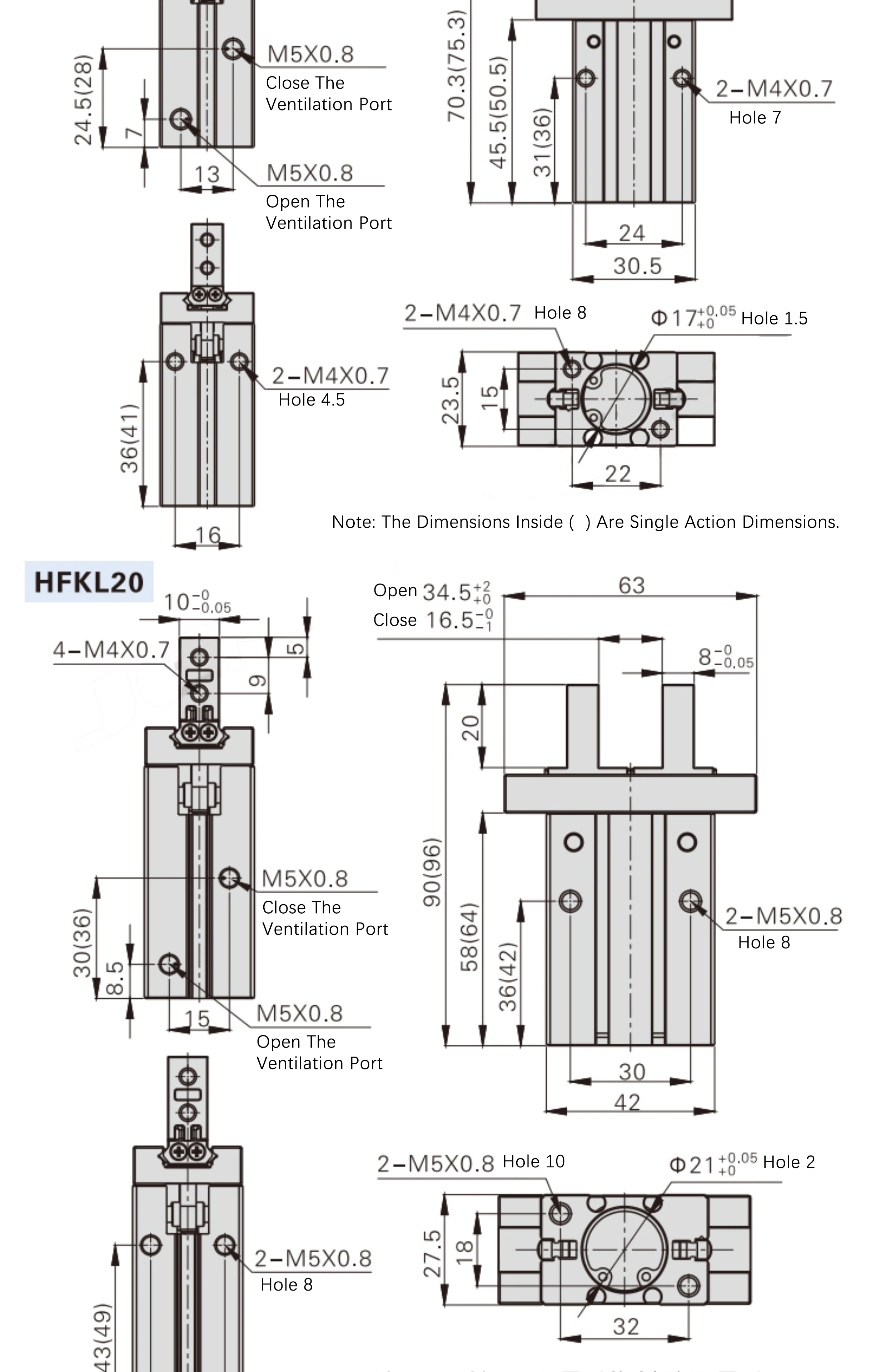 HFK10 HFK16 HFK20 HFK25 HFK32 HFK40 Parallel-Ausführung Pneumatischer Luftgreiferzylinder Doppeltwirkend – Detail 9