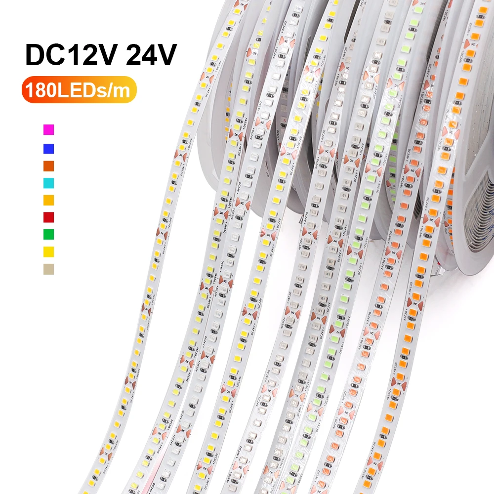 5M 10M 2835 LED Strip Lights 12V 24V 180LEDs/m Diode Tape Home Lamp Strip Flexible LED Light Room Decoration White Warm White