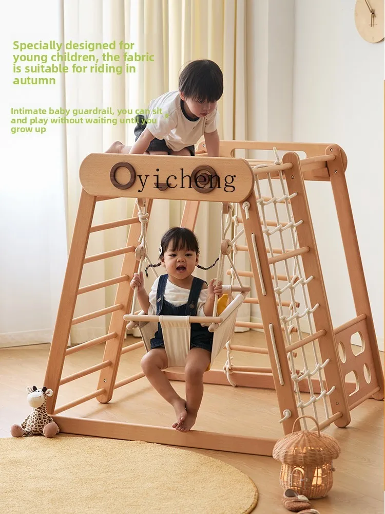 ZZ full beech multi-functional climbing frame indoor family playground baby swing ring drawing board slide
