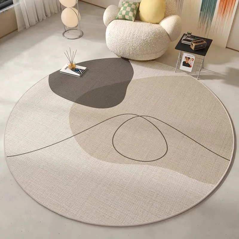 VIKAMA Crystal Pile Light Luxury Carpet Round Living Room Tea Table Rug Scandinavian Study Room Decorative Floor Mat