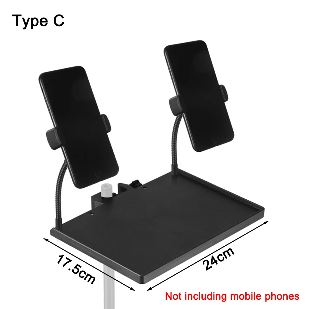 Bandeja de tarjeta de sonido de 24x17,5 cm, soporte para teléfono móvil, abrazadera de Clip, micrófono en vivo roscado de 1/4 pulgadas, soporte de plástico apto para soporte de trípode