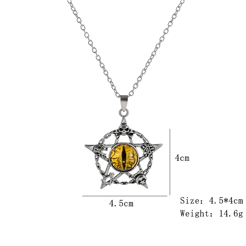 فاسق الشيطان العين قلادة قلادة للرجال والنساء مستديرة الشكل الخماسي غير قابل للتعديل المعادن طوق مجوهرات اكسسوارات هدايا #5