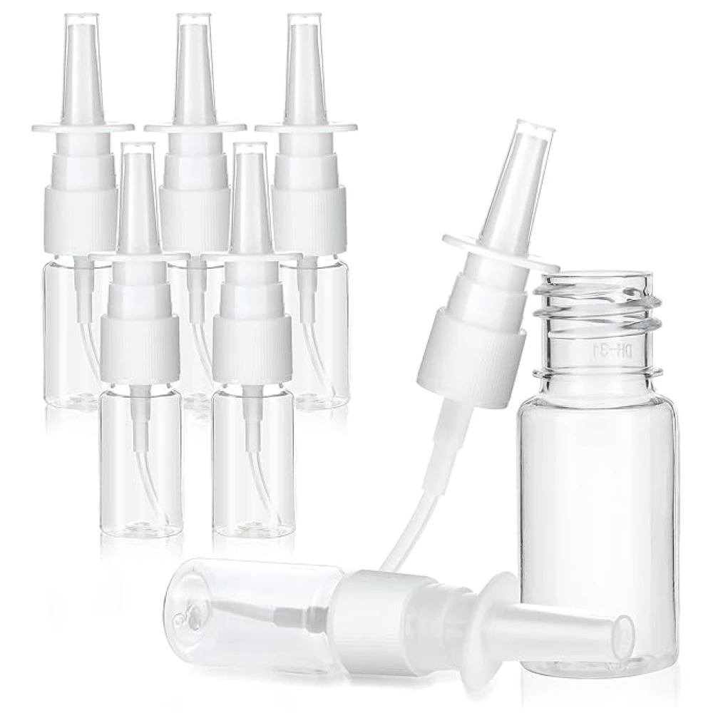 

5PCS 10ml-60ml Empty Plastic Nasal Spray Bottles Pump Sprayer Mist Nose Spray Refillable Bottle for Medical Packaging