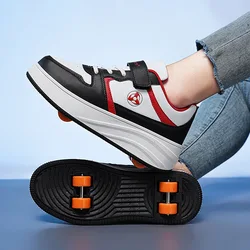 4 Wheels Children's Breathable Roller Skates Shoes Kids Sneakers Casual Sports Fashion PU Leather Boys & Girls Size 29-40