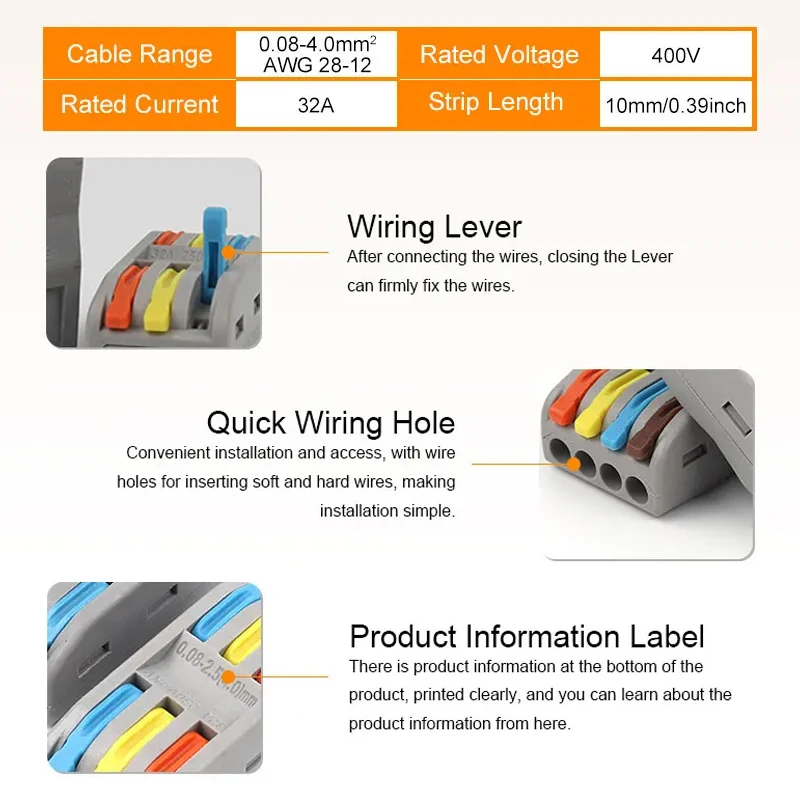 PCT Series Lever Wire Connector PCT-212 PCT-213 PCT-214 PCT-215 Reusable Screwless Push Quick Splice Electrical Terminal Block