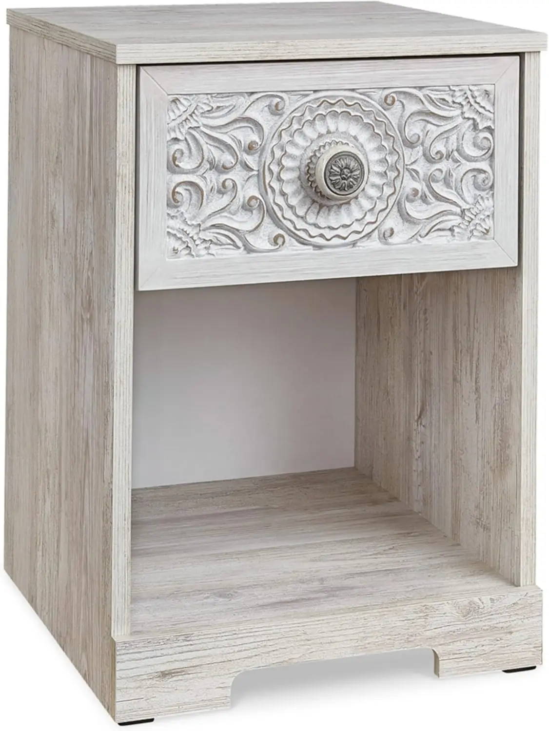 Paxberry Bohemian 1 Drawer Nightstand with Open Cubby, White | USA | NEW