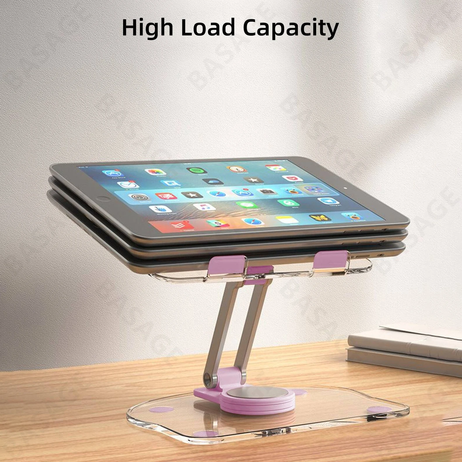 Multi Function Adjustable Lift Creative Mobile Phone Tablet Stand Aluminum Desktop Foldable Lazy Stand Cute Acrylic Plate Q16