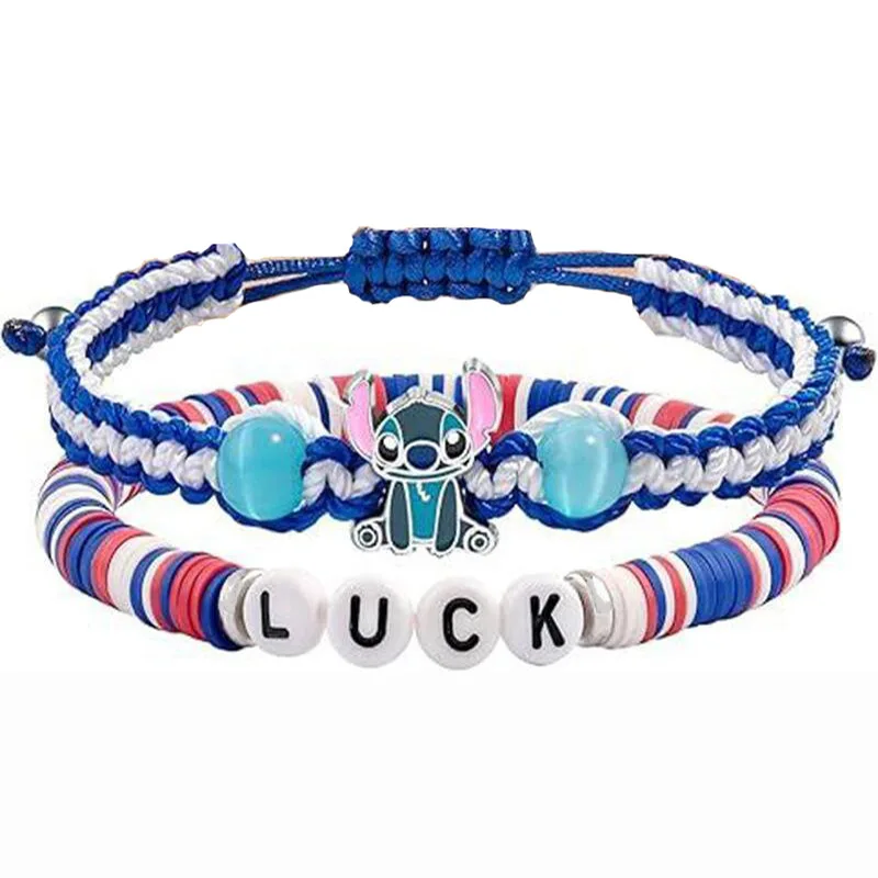 Anime Lilo & Stitch Bracelet Disney Cartoon Figure Stitch Braided Rope Bracelet Fashion Kawaii Jewelry Accessories Xmas Gifts