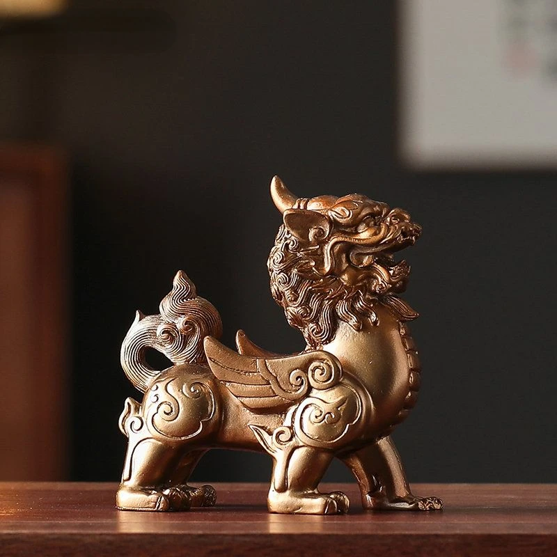 High-end Pixiu wealth-recruiting resin ornaments for entrance hall wealth-gathering living room office home desktop decorations