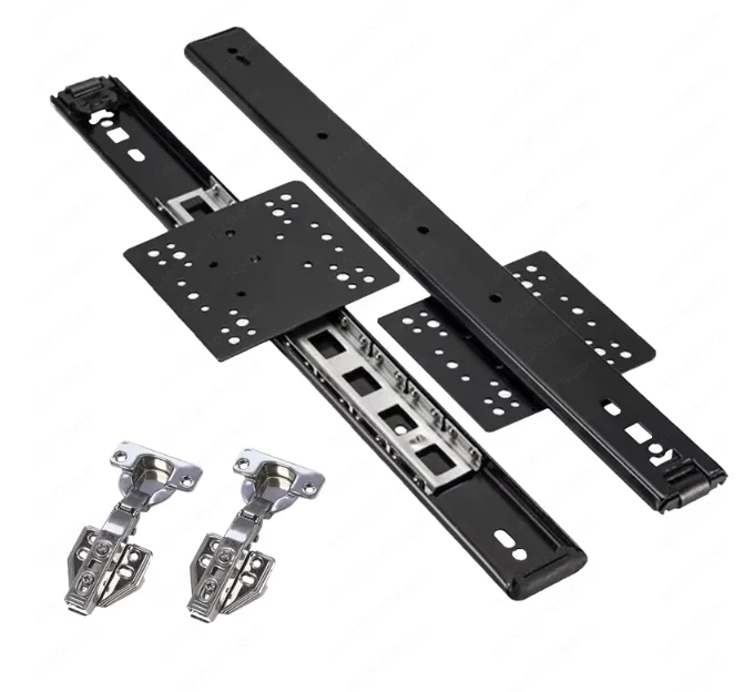 

Система скрытых раздвижных дверей-пеналов - выдвижная и поворотная фурнитура для мебельных дверей-пеналов