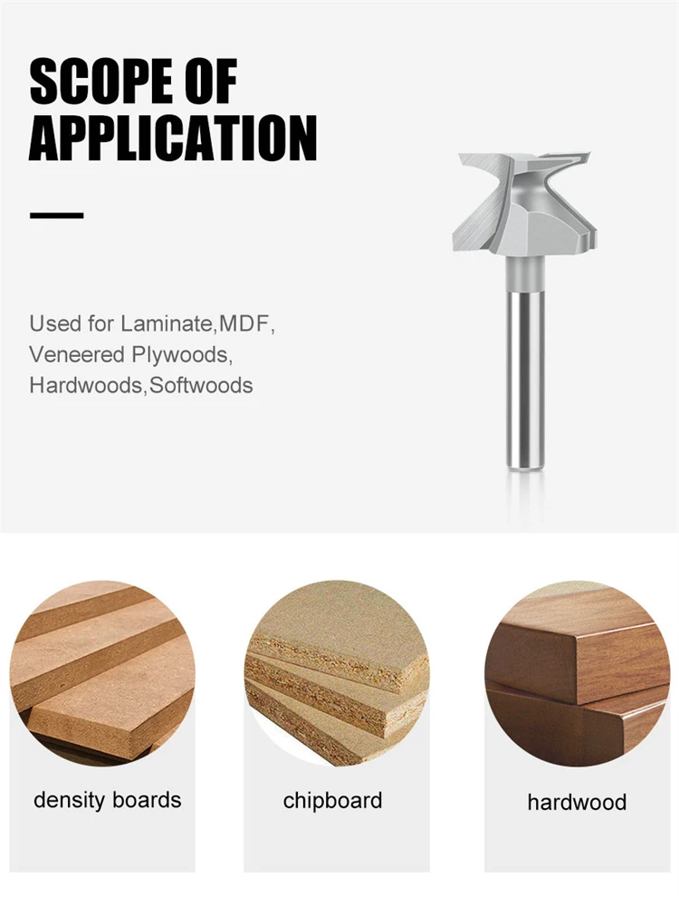 1PC R10 1/4 Handle 1/2 Handle Arc Integrated Knife 2 Edges, 3 Edges With Seams Woodworking Milling Cutter Cutting Tool