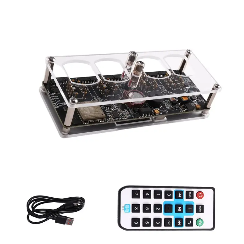 RMWIN-Remote Control Type-C Power Nixie Clock Base Glow Tube WIFI Clock Featuring Time Display 12H/24H W Temperature Functionali