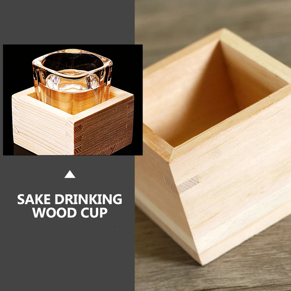 

Wooden Cup Box Square Container Japanese Sake Cups Glass Drinkware Traditional Wood Storage Saki Wooden Sake Cup Holder