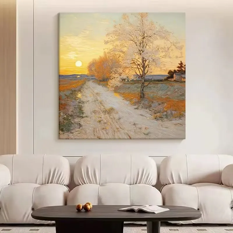 Sunrise Scenery Hanging Painting Living Room Bedroom Decoration Painting Impressionist Art Handmade Oil Painting Corridor Mural