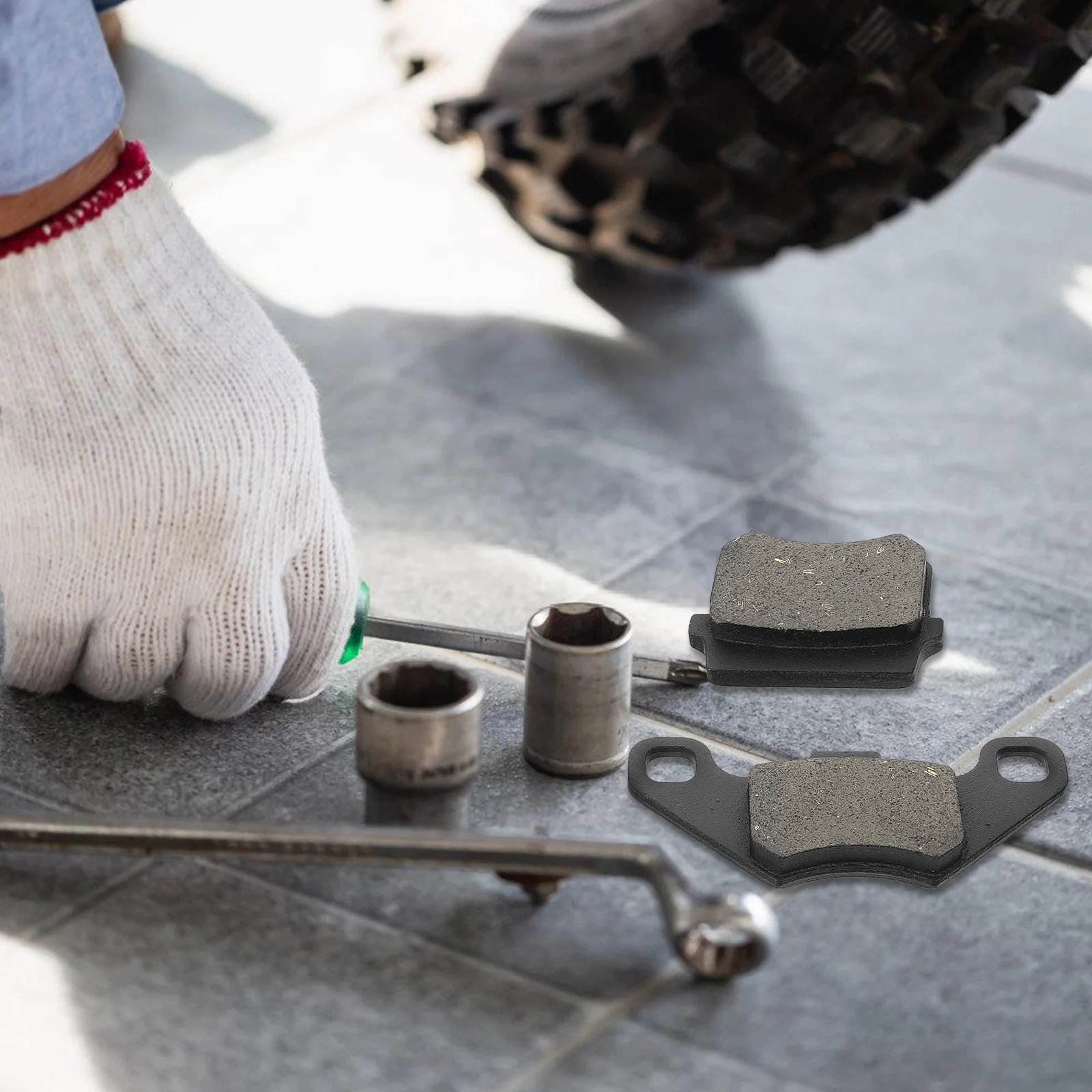 

Motorcycle Rear Brake Pads Set Sturdy Metal Disc Long Lasting Replacement For Abs Bike Atv Racing Karting Durable