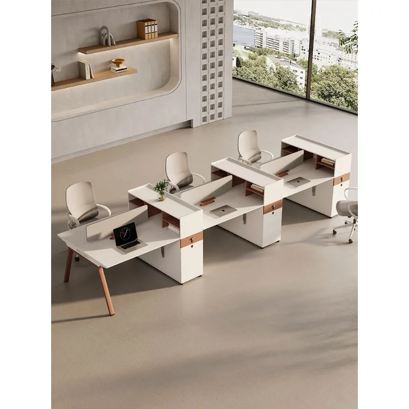 High cabinet table simple office desk and chair combination staff station modern card seat station 2/4/6 seat computer desk