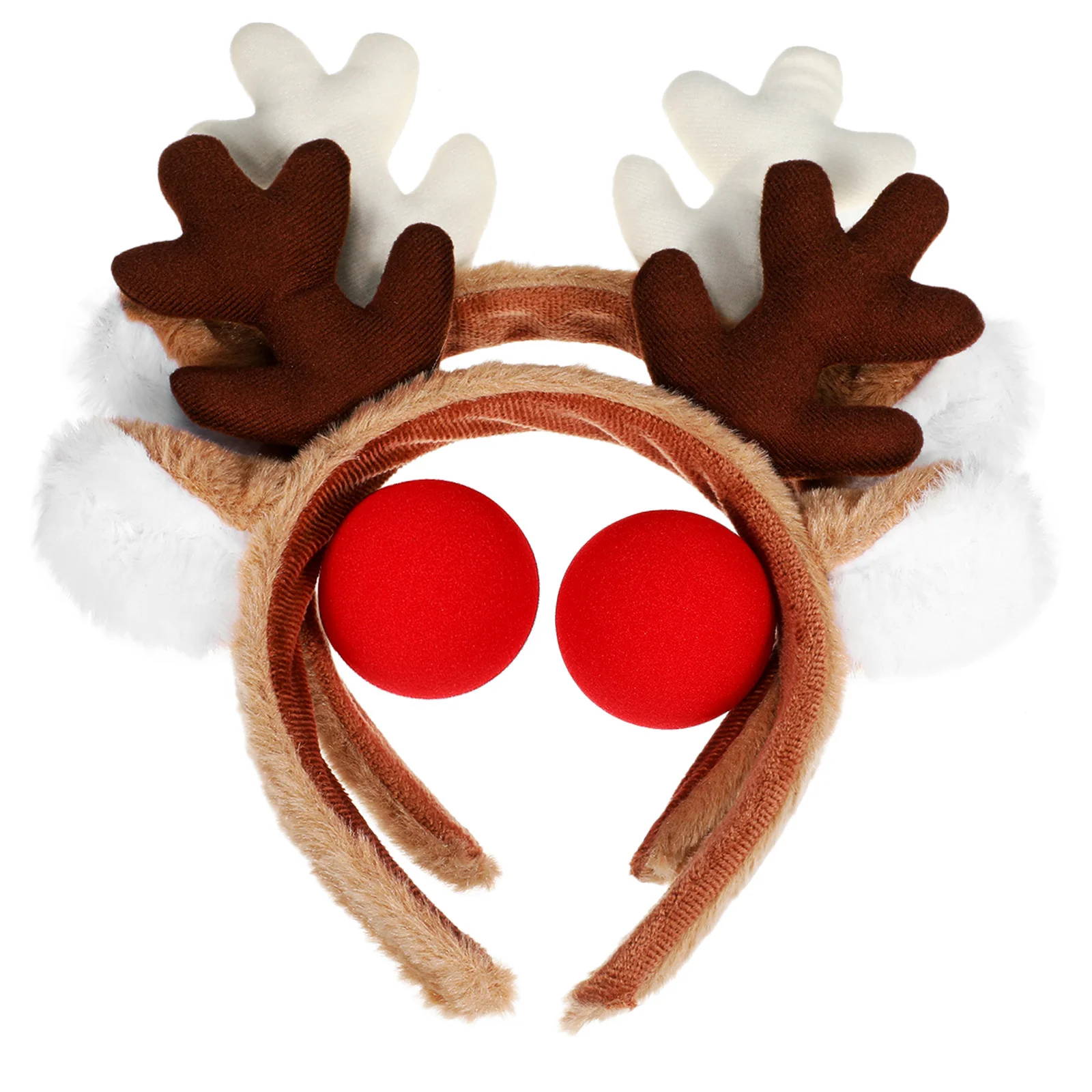 

2Sets Reindeer Antler Headband Nose Set Christmas Party Deer Antlers Headwear Holiday Costume Xmas Festival Accessories