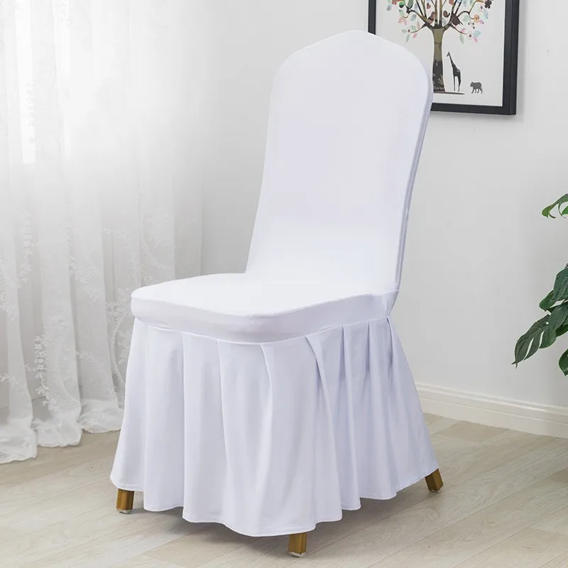 Wedding Chair Cover Party Decoration Spandex With Skirt Pleated Use Elastic Stretch Dining Luxury Birthday Hotel Banquet