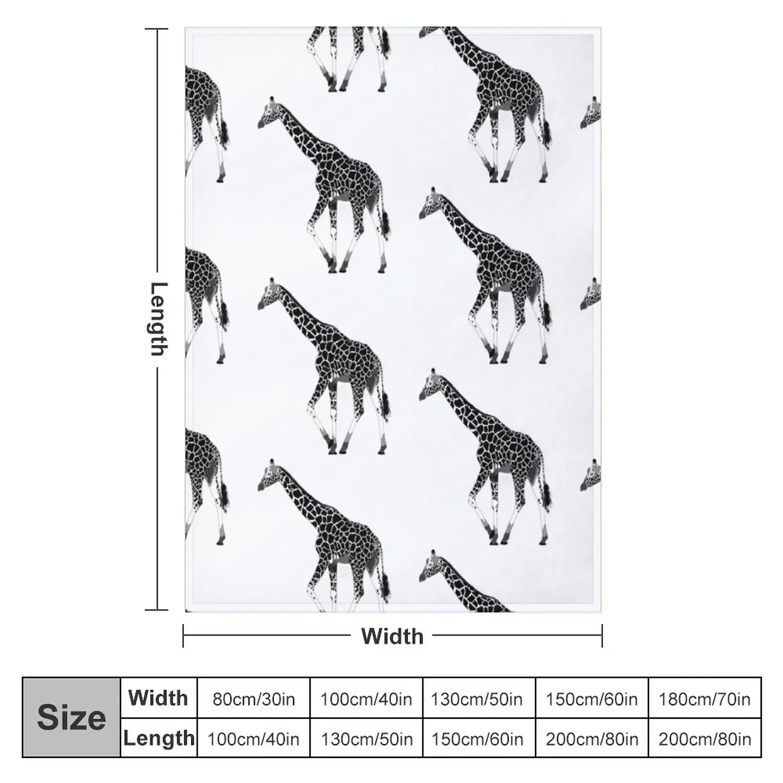Monochrome Giraffe Throw Blanket Flannel Fabric Soft christmas gifts For Baby Blankets