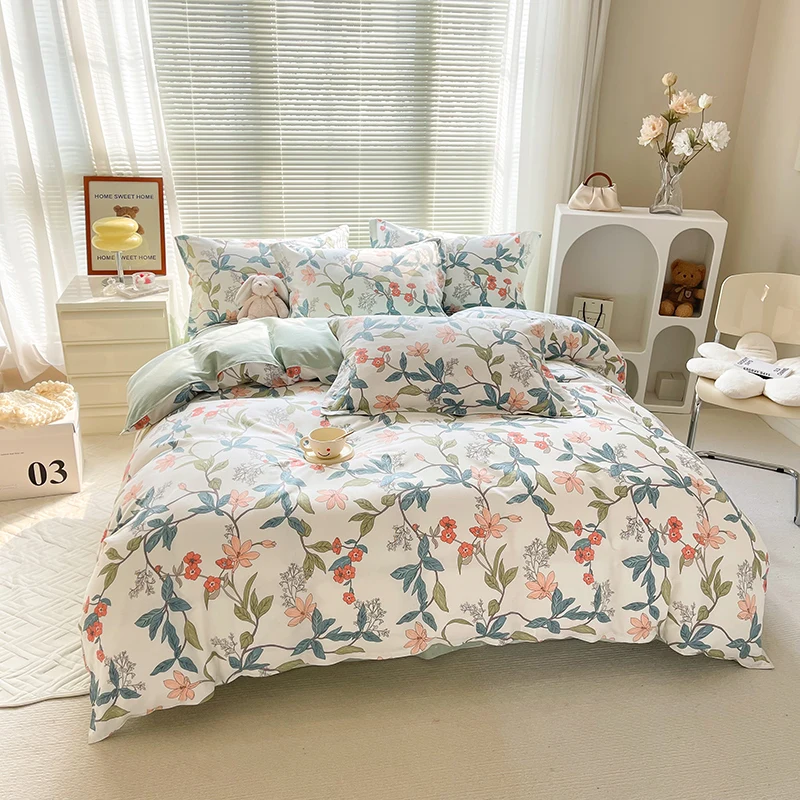 

3pcs 100% Cotton Duvet Cover Fashion Elegant Floral Soft Breathable And Skin-friendly Fabric for Single Twin Bedding Set no fill
