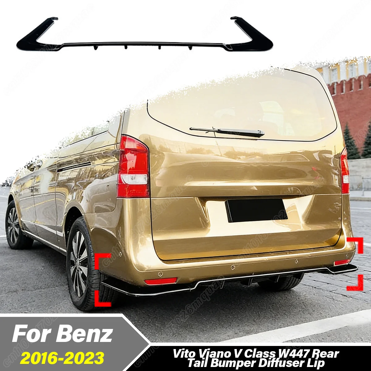 For Mercedes Benz Vito Viano V Class W447 2016 2017 2018 2019 2020 2021 2022 2023 Automobile Rear Bumper Lip Decoration Body Kit