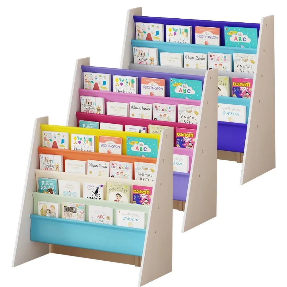 BonChoice 4 i Tier Children Sling Book Rack Bookshelf Wooden Easy i to i Reach Storage for Books Kids Book Rack Storage Bookshelf