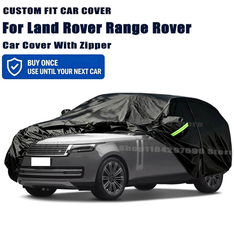 For Land Rover Range Rover Outdoor Full Car Cover With Zipper Snow Cover Sunshade Waterproof Dustproof Exterior Protection