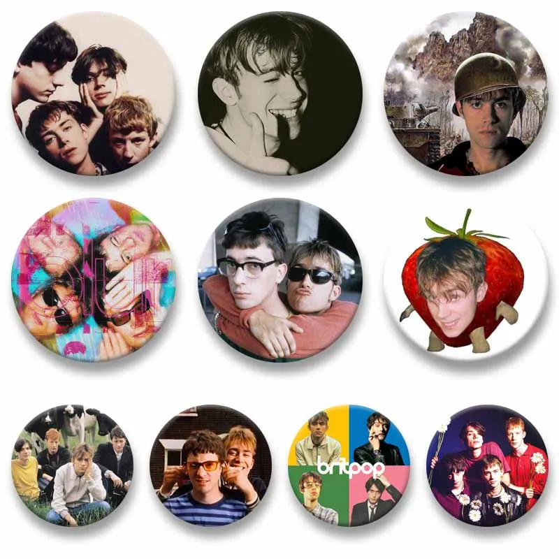 Pop Rock Band Blur Coin Badge Damon Albarn Alex Graham Dave Singer Button Pins Round Lapel Brooch Bag Shirt Shoes Decor Ornament