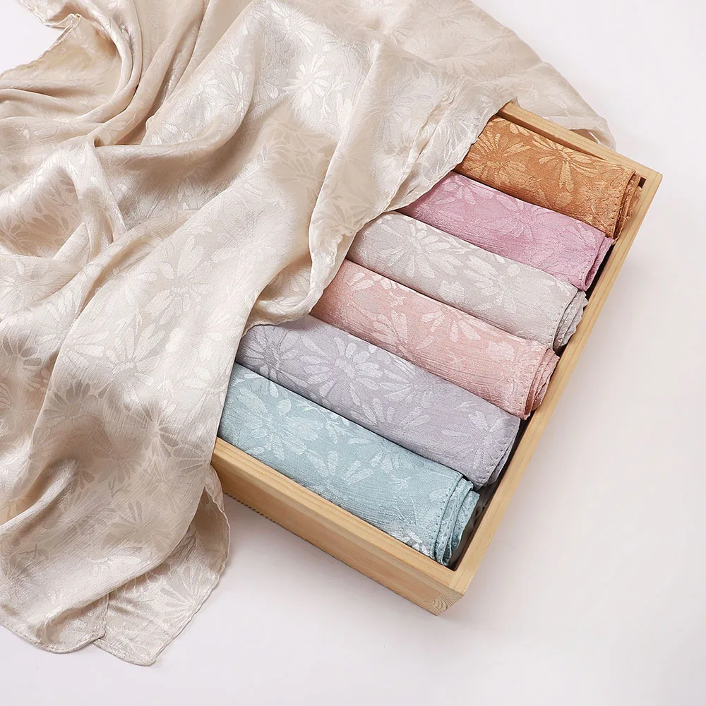 70*170CM Premium Glimmer Jacquard satén seda Hijab crepé arrugado chal transpirable ligero mujeres musulmanas turbante Ropa Africana Mujer