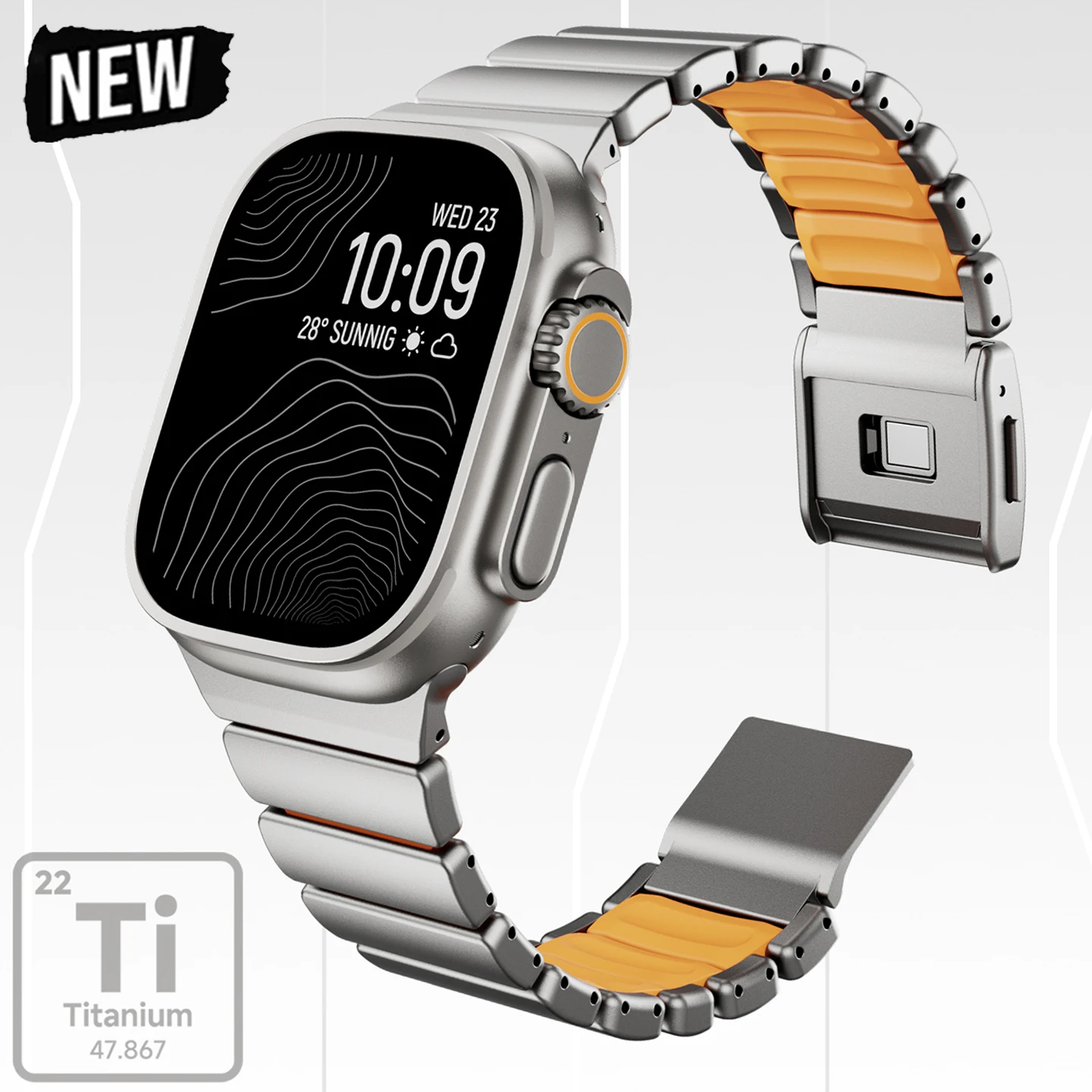 

Титановый резиновый ремешок с фторэластомером для Apple Watch Ultra 3 2 49 мм 10 11 46 мм Магнитный ремешок для Iwatch 9 8 7 45 мм 6 SE 3 44 мм