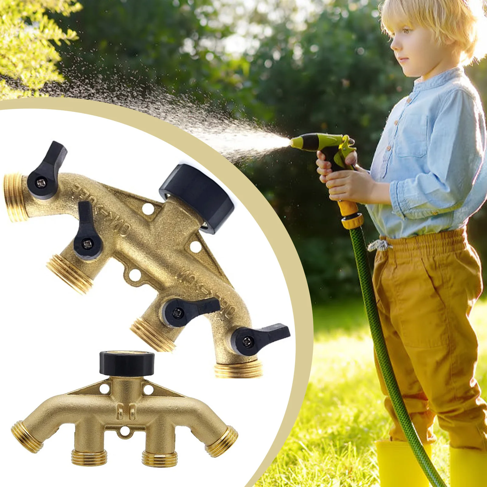 

Распределитель воды для крана, латунный, 4-ходовой, нержавеющий, сверхмощный, прочный, для рассыпки растений и цветов