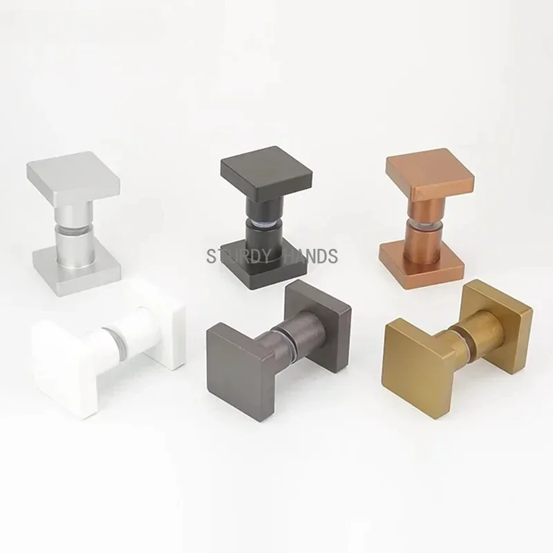 Square Glass Door Knobs Aluminium Alloy Barn Door Handle Bathroom Sliding Door Pulls Furniture Hardware Kitchen Cabinet Handles