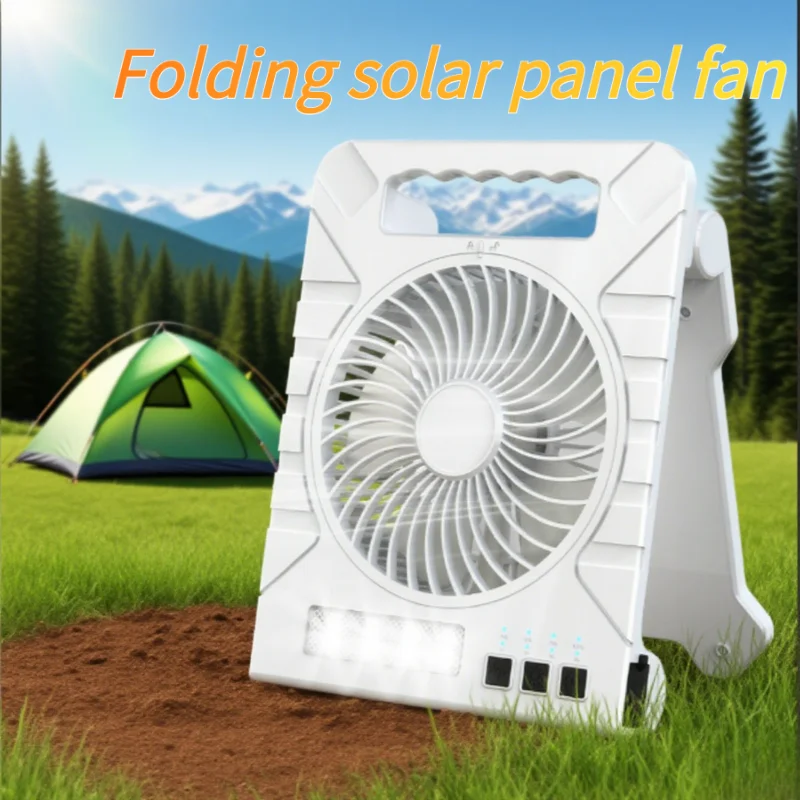 Ventilatore silenzioso pieghevole con pannello solare: ultraleggero, uscita USB per campeggio/tenda/auto/casa, raffreddamento di emergenza multi-scena