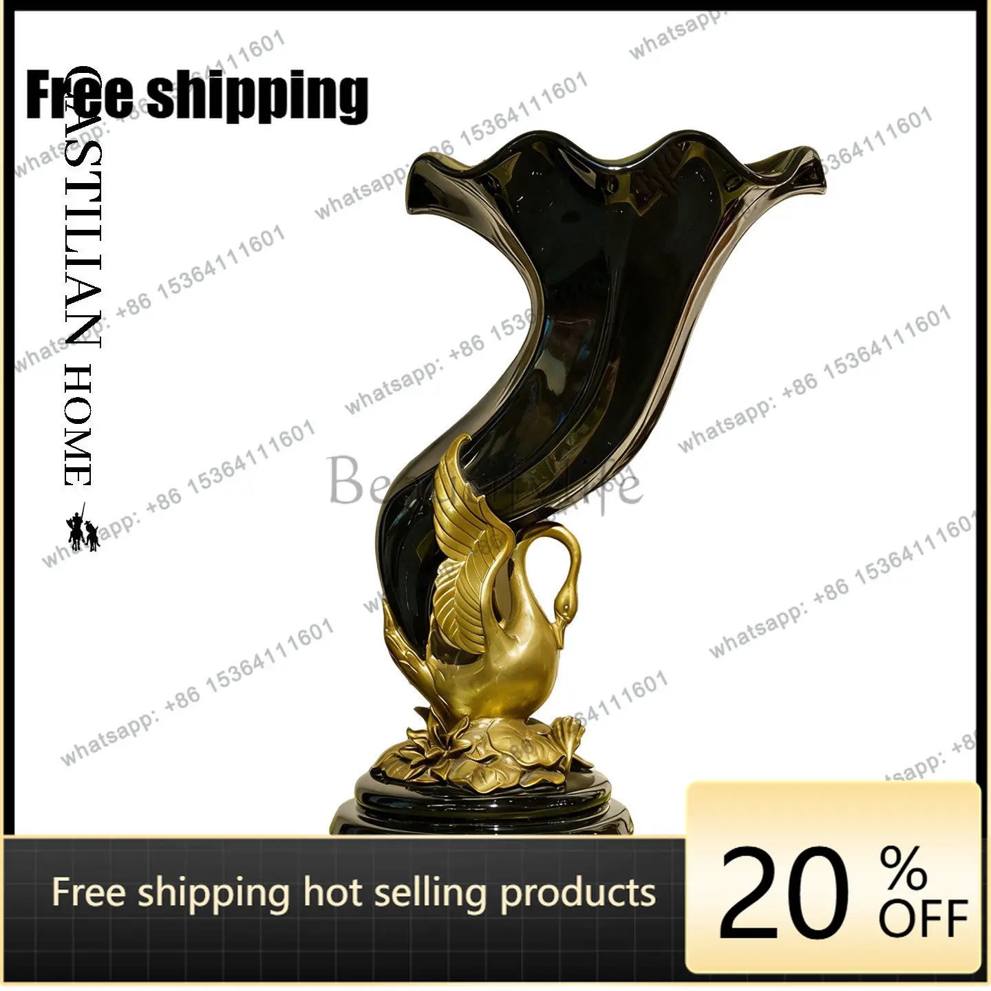 HOT Art Peacock Ceramic Vase Ornament Decorative Flower 8424