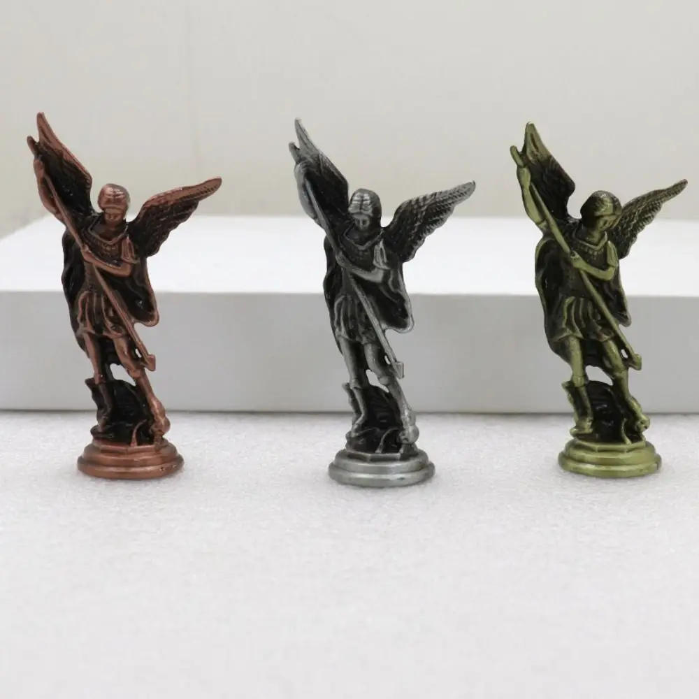European Style Alloy Ctafts Michael Figurine Small Vivid Michael Ornaments Handmade Christian Guardian Statues Tabletop