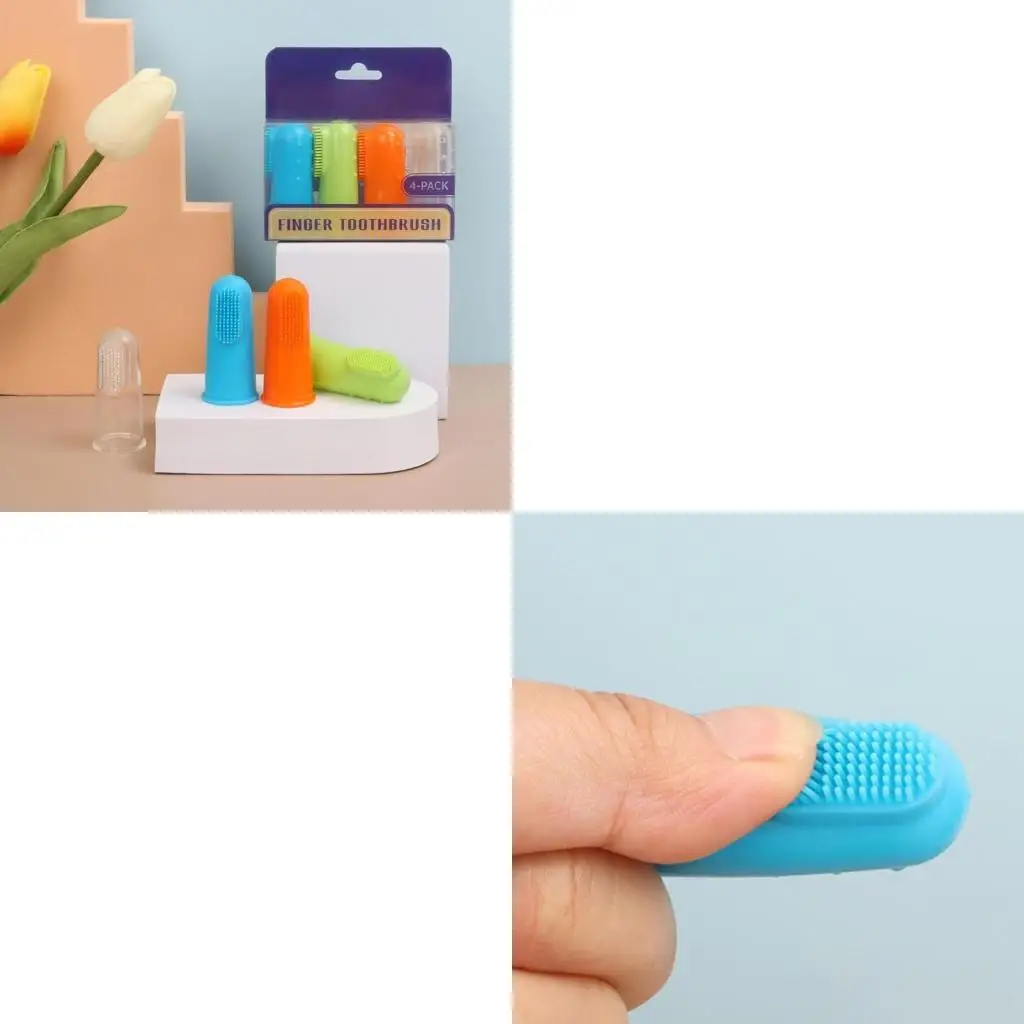 

G6KF 4pcs/set Pet Finger Toothbrush Dogs Cleaning Pet Teeth Cleaning Supplies