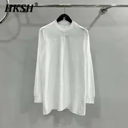 HKSH Men's Tide Dark RO Style 2024 Autumn New Light Mature Casual Splicing Niche Design Loose Solid Color Bottom T-Shirt HK2371