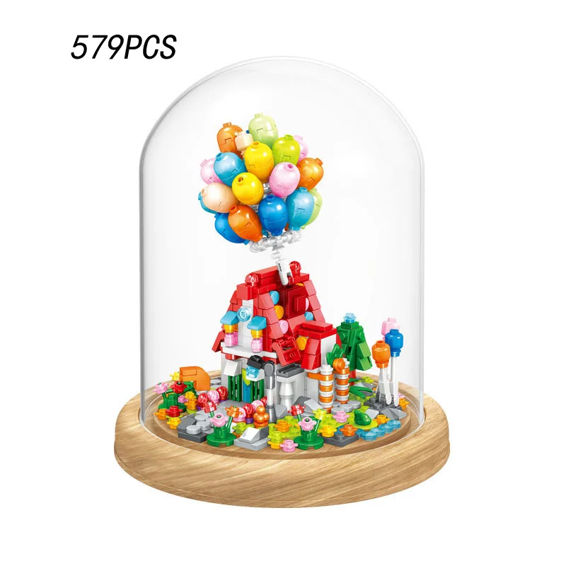 

Creative Ring Box Mini Block Dream Balloon House Building Bricks Construction Toys Collection With Dust Cover For Girls GIft