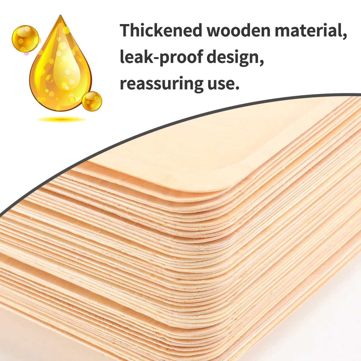 

50 PCS Wooden Party Plates Disposable Tableware for Wedding Birthday Snacks Picnic Durable Lightweight Natural