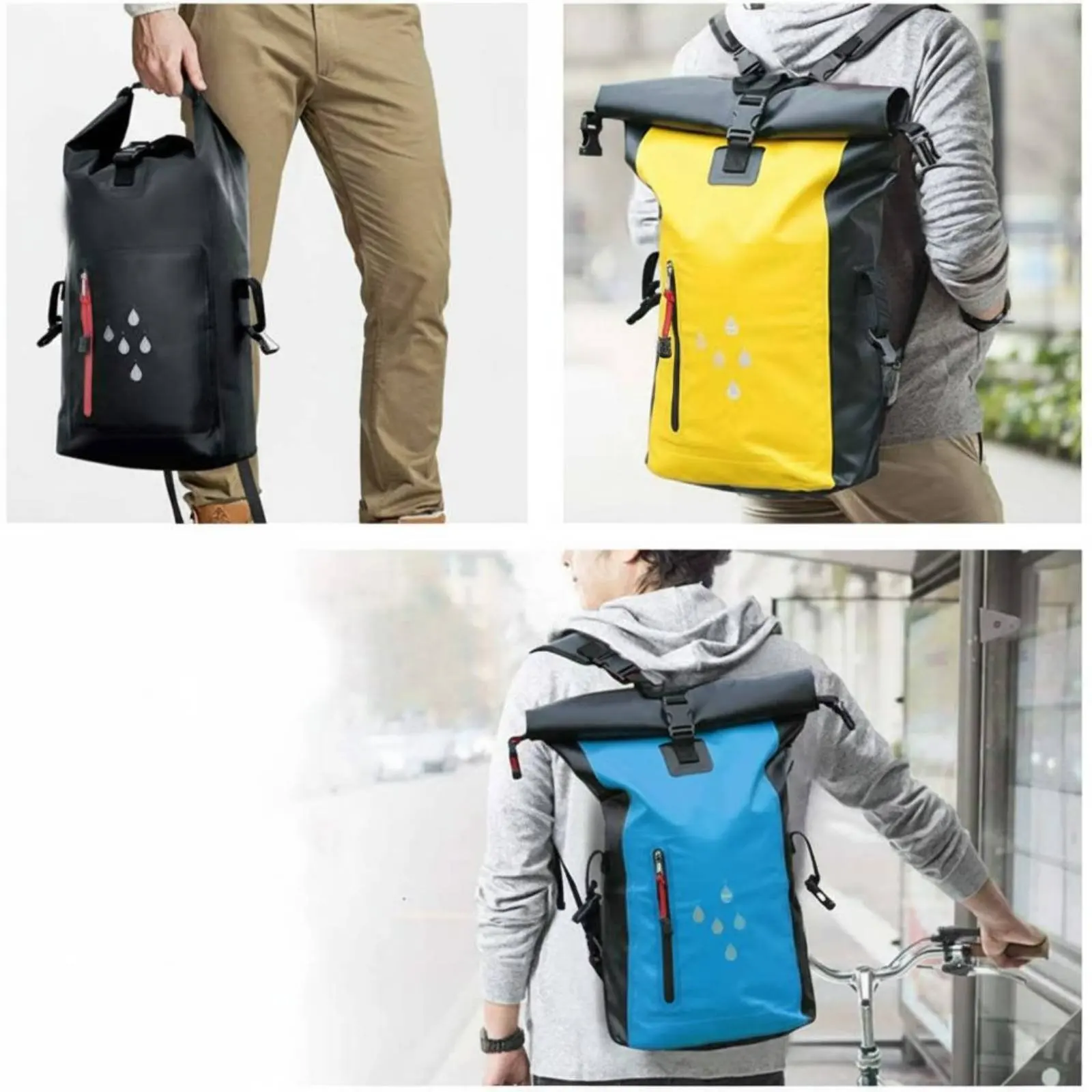 PVC Waterproof Bag Large Capacity Rafting Dry Bag Roll Roll-Top Backpack Multi-Purpose Waterproof Rucksack Lightweight
