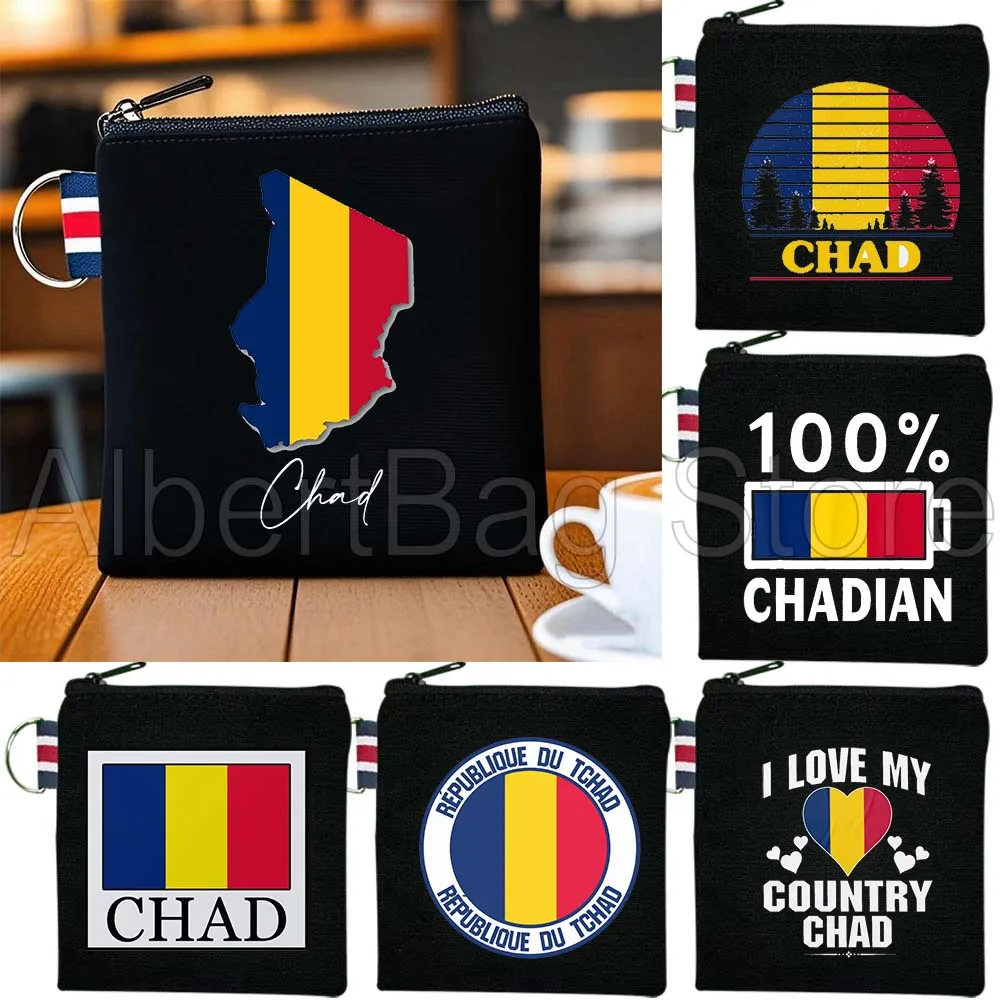

Chad Country Map Flag Chadian Cute Customized Gifts Canvas Key Coin Purse Cotton Bag Storage Card Wallets Holders Zipper Pouch