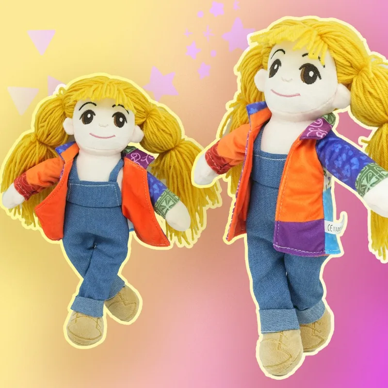 New Little Dolly Plush Doll Handmade Style Rag Doll with Colorful Coat Soft Stuffed Collectible Figure Home Decor Fan Gift