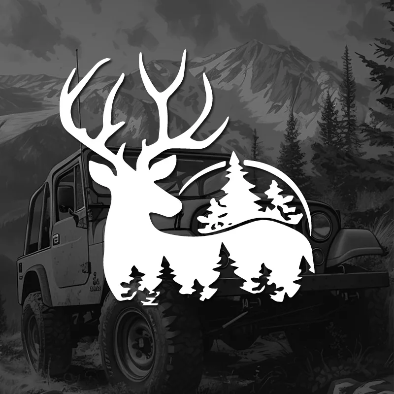 Deer & woods Stickers Forest Animals Self-adhesive Vinyl Car Decals，Perfect for Automobiles, Motorcycles, Trucks & Laptops!