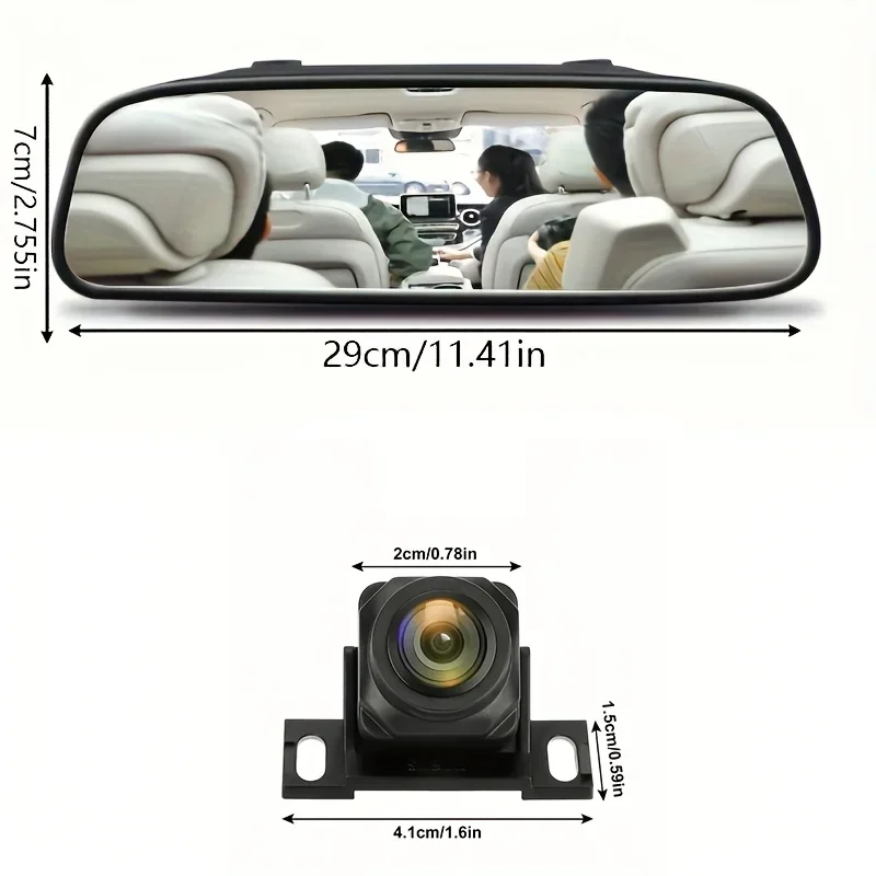 4.3inch HD Mirror Monitor Backup Camera Kit, Night Vision Rear View Parking License Plate System, Easy Installation