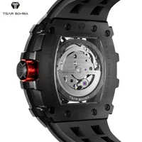 TSAR BOMBA Men's Automatic Watch Tonneau Skeleton Wristwatch Sapphire Crystal 50M Waterproof Stainless Steel Luxury Gift for Men photo 3