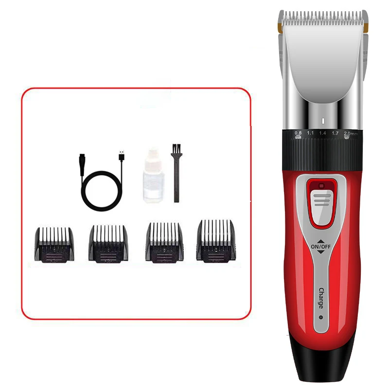 Cortadora de pelo profesional para hombre, recortadora de barba recargable, corte de pelo eléctrico, hoja de cerámica de titanio, máquina de peluquero de poco ruido